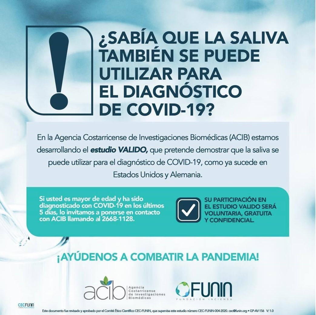 Investigadores costarricenses trabajan en validar el uso de saliva en el diagnostico de COVID-19